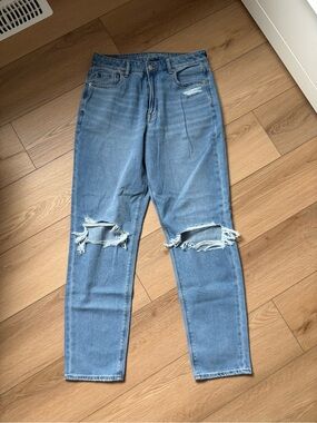 AE High-Rise Distressed Women’s Jeans - Light Blue - Size 10